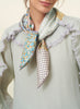 JANE CARR The Dazzle Petit Foulard in Jade, green multicolour printed silk twill scarf – model 1