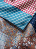 JANE CARR The Dazzle Petit Foulard in Mid Blue, blue multicolour printed silk twill scarf – detail