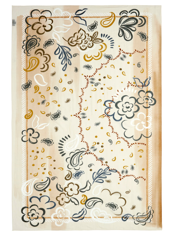 JANE CARR The Dufy Pareo in Beige, neutral printed cotton and silk-blend pareo – flat