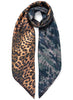 JANE CARR The Medley Square in Army Green, khaki green multicolour printed silk twill scarf – tied