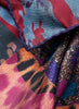 JANE CARR The Medley Square in Claret, multicolour printed silk twill scarf – detail