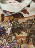JANE CARR The Medley Square in Grey-green, neutral multicolour printed modal and cashmere scarf – detail