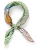 JANE CARR The Atlas Petit Foulard in Grass, green multicolour printed silk twill scarf – tied