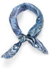 JANE CARR The Atlas Petit Foulard in Storm, blue printed silk twill scarf – tied