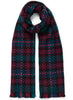 JANE CARR The Plaid Scarf in Bottle, dark multicolour woven lambswool and cashmere scarf – tied