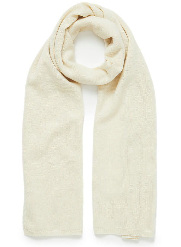 JANE CARR The Chelsea Scarf in White, white knitted pure cashmere scarf - tied