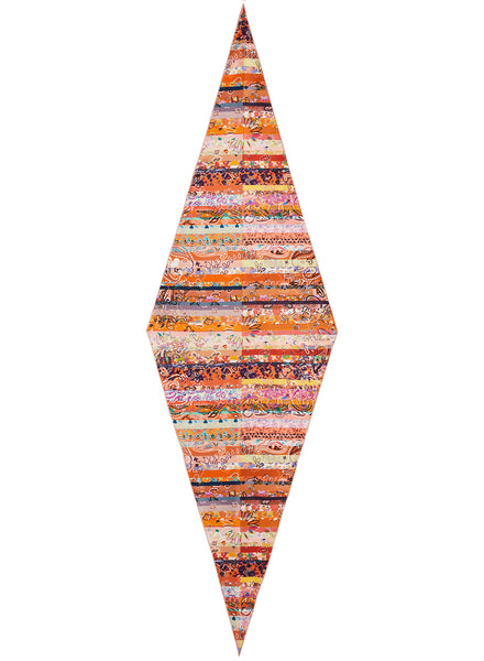 The Anagram Necker, orange and blush multicolour printed silk twill scarf - flat