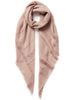 The Lattice Square, pink cashmere scarf with metallic check – tied