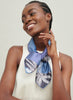 The Paradise Petit Foulard, blue printed silk twill scarf – model 1