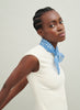 The Frutti Neckerchief, blue printed cotton silk-blend scarf – model 2