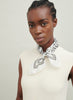 The Frutti Neckerchief, white printed cotton silk-blend scarf – model 1