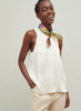 The Chaos Neckerchief, yellow multicolour printed cotton silk-blend scarf – model 2