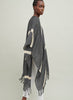 The Stripe Kaftan, black and cream fringed cashmere and linen kaftan - model 4