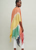 THE STRIPE KAFTAN - Multicolour fringed cashmere and linen kaftan