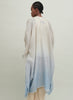 The Long Kaftan, sky blue and neutral ombré cashmere, linen and Lurex kaftan – model 3