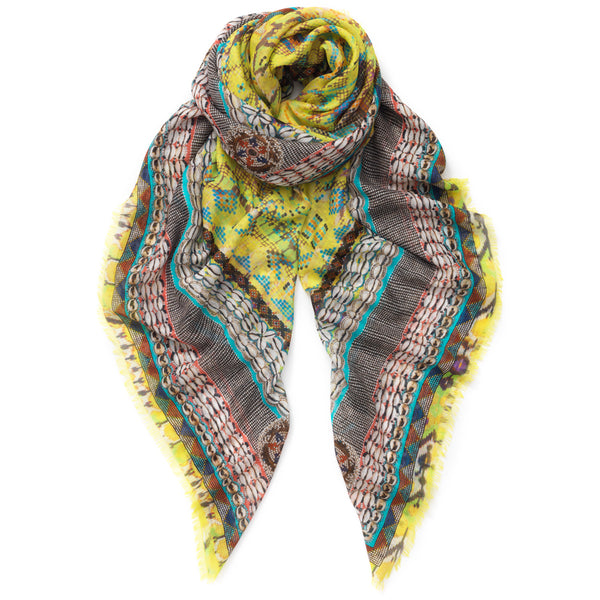 JANE CARR X BARNEYS JAPAN, THE NAVAJO SQUARE- Printed modal cashmere scarf