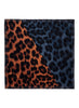 JANE CARR The Kitty Foulard in Guinness, brown and blue grey printed silk twill scarf – flat